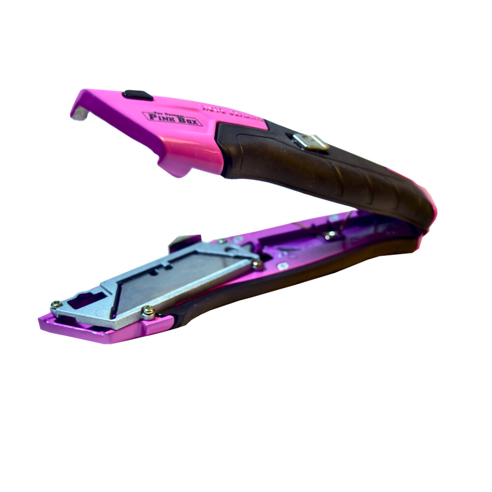 Utility Knife Auto-Loading & Retractable w/ On-Tool Blade Storage, Pink