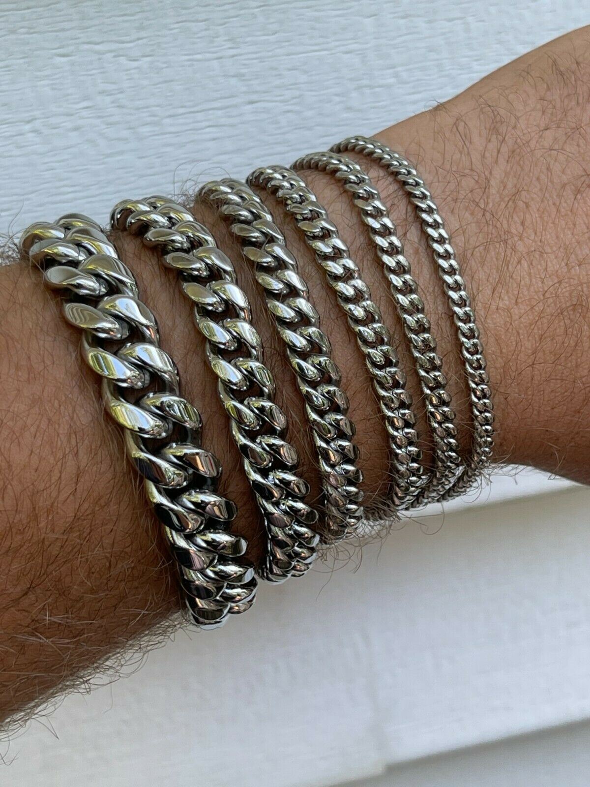 Real Solid Stainless Steel Miami Cuban Link Chain Necklace Or Bracelet Box Clasp