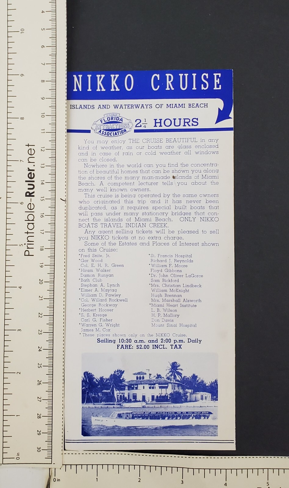 1950s Miami FL Nikko Sightseeing Boats Cruise Intercoastal Vtg Travel Brochure