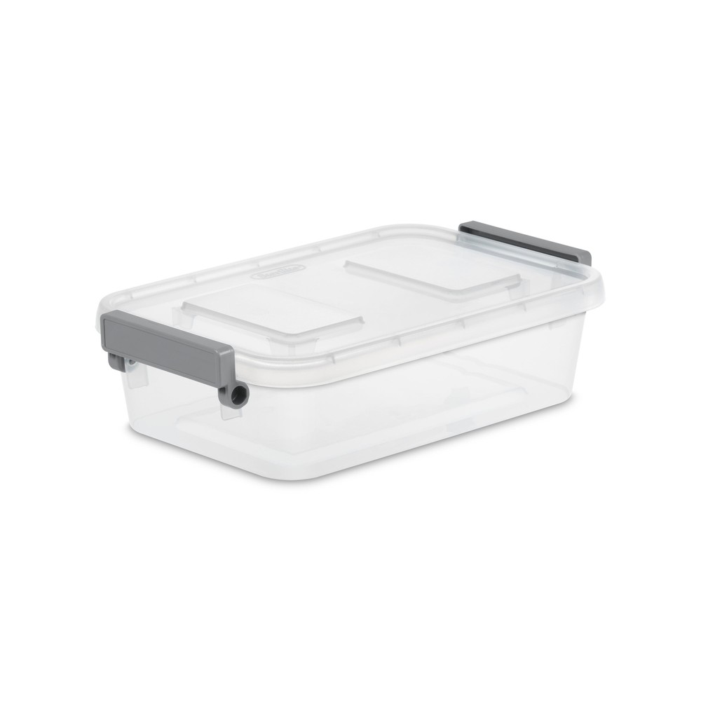 SMALL STORAGE BIN CONTAINERS 12 Inch. Modular Latch Box Plastic Clear