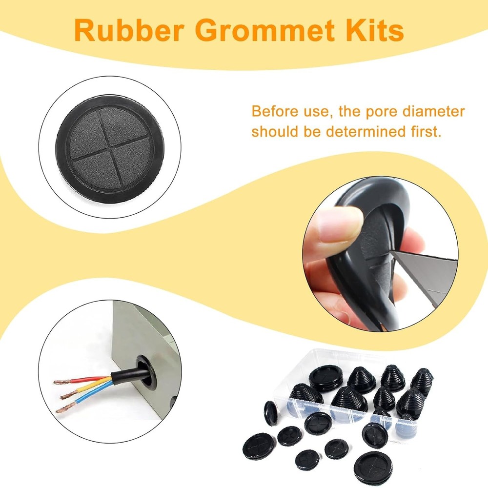 Rubber Grommet Kit Wire Protection, Grommet, Firewall Solid Closed...