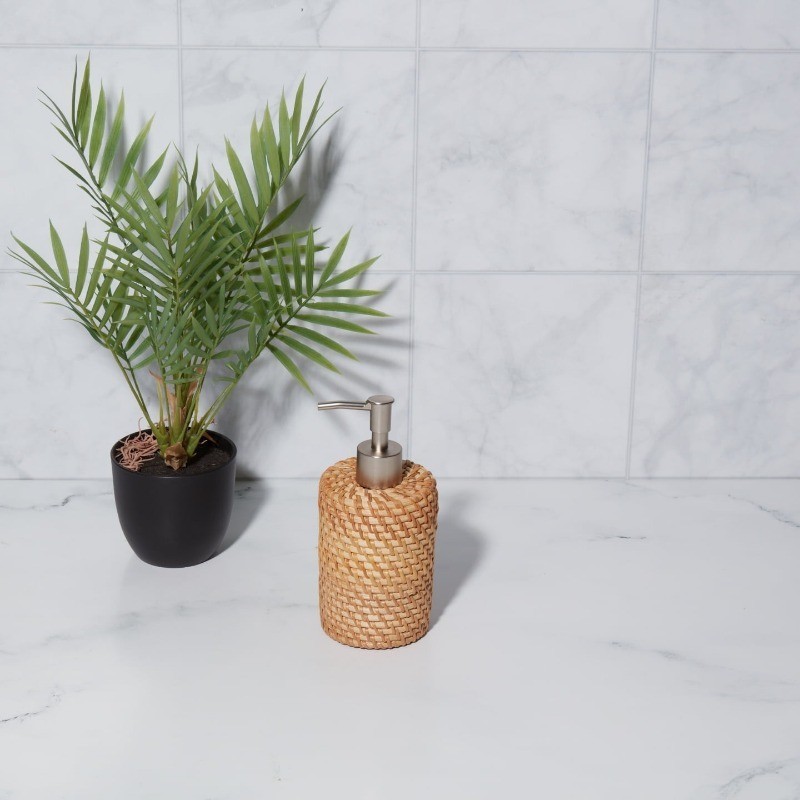 Rattan Soap Dispenser Pump Versatile Use Durable Material Bathroom Kitchen