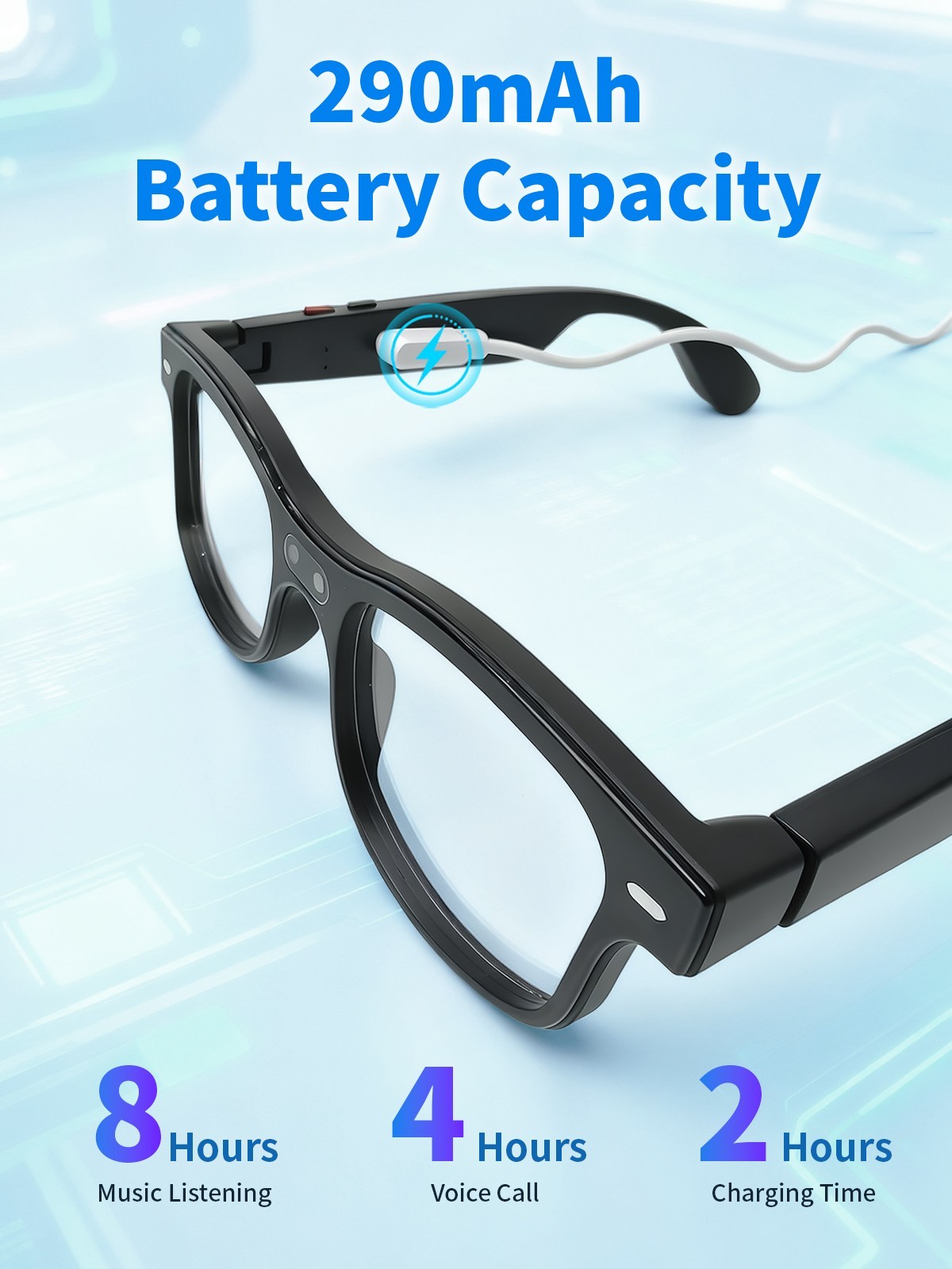 AI Smart Glasses with Interchangeable Lenses HD Camera Bluetooth for iOS Android