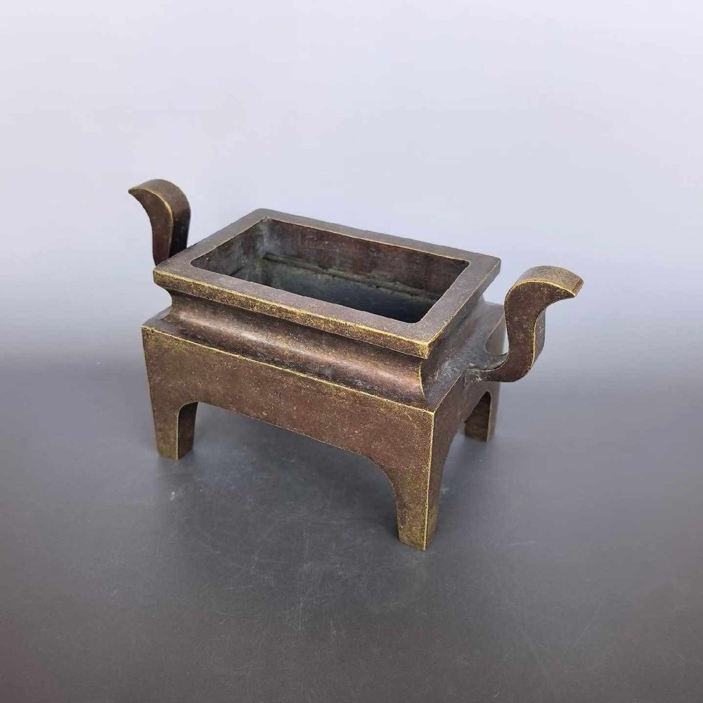 Pure Copper Imitation Purple Copper Rectangular Curved Ear Incense Burner