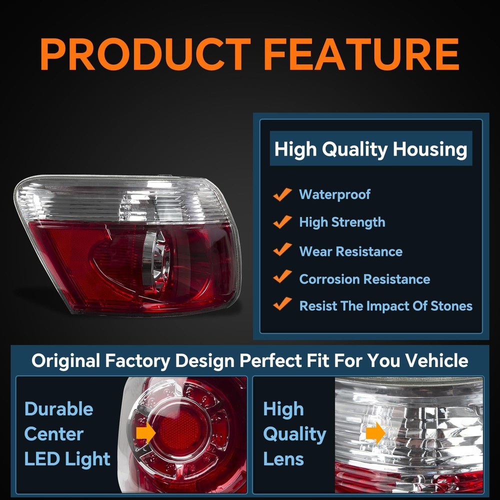 Tail Light Assembly Compatible with 2007-2012 GMC Acadia LED Left Driver Side