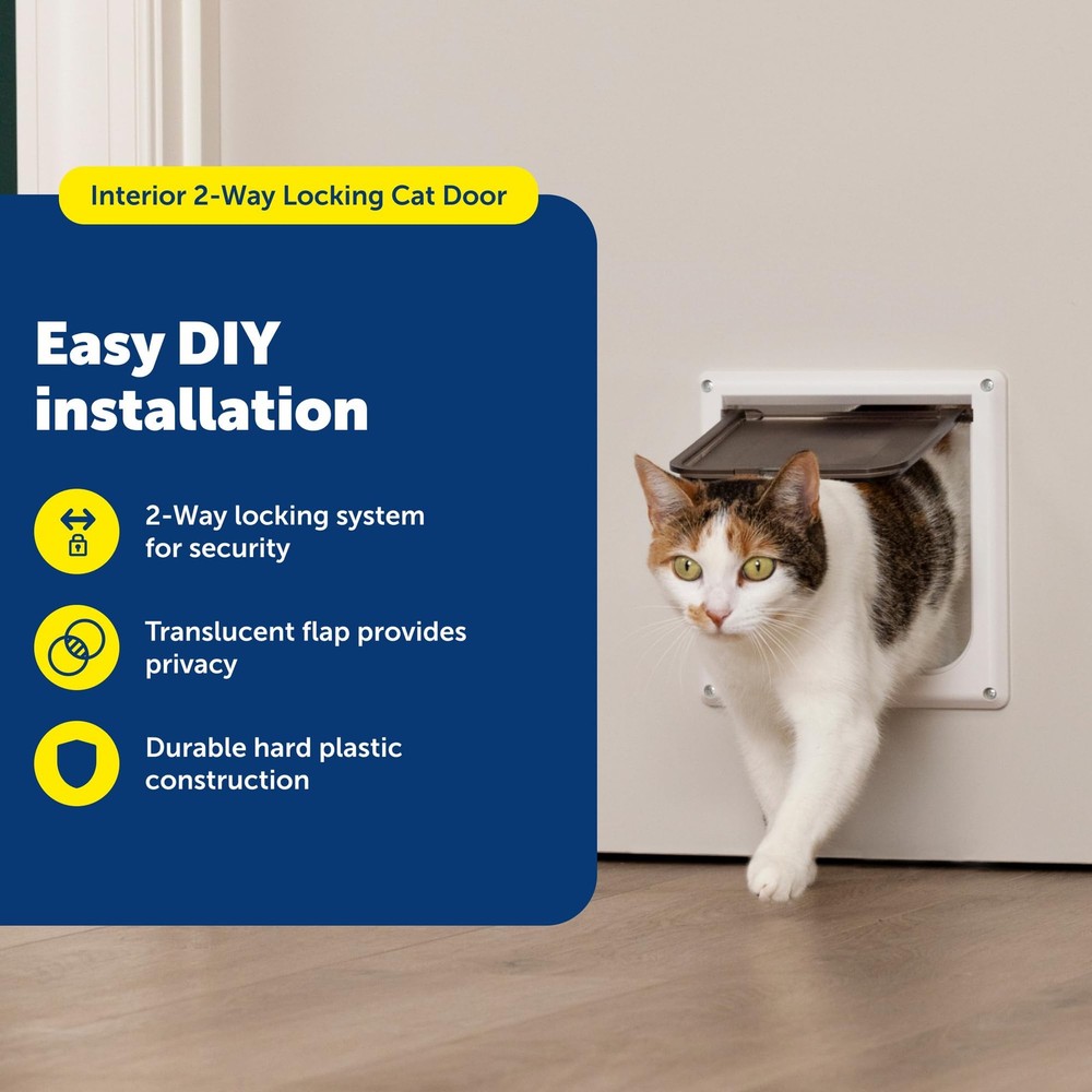 PetSafe Interior 2-Way Locking Cat Door - Allows Convenient Movement Between Roo