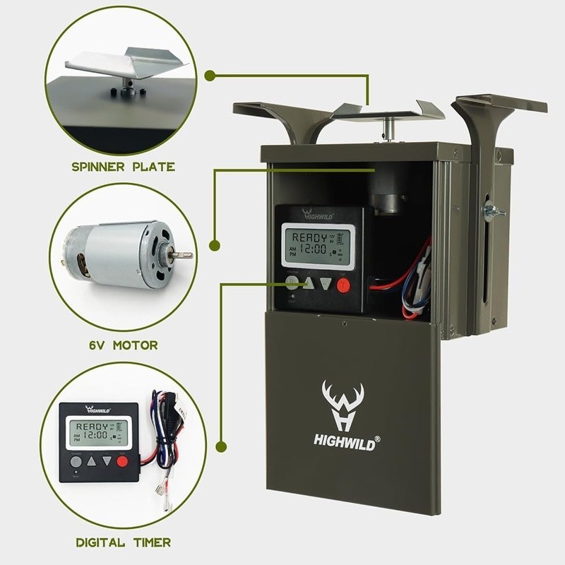 6V Deer Feeder W/ Timer Precision Control Weatherproof Easy Installation