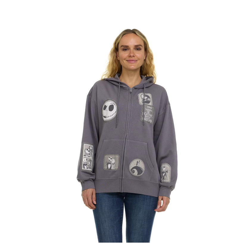 Disney NWT Nightmare Before Christmas Multi-patch Full Zip Women's Hoodie, Large