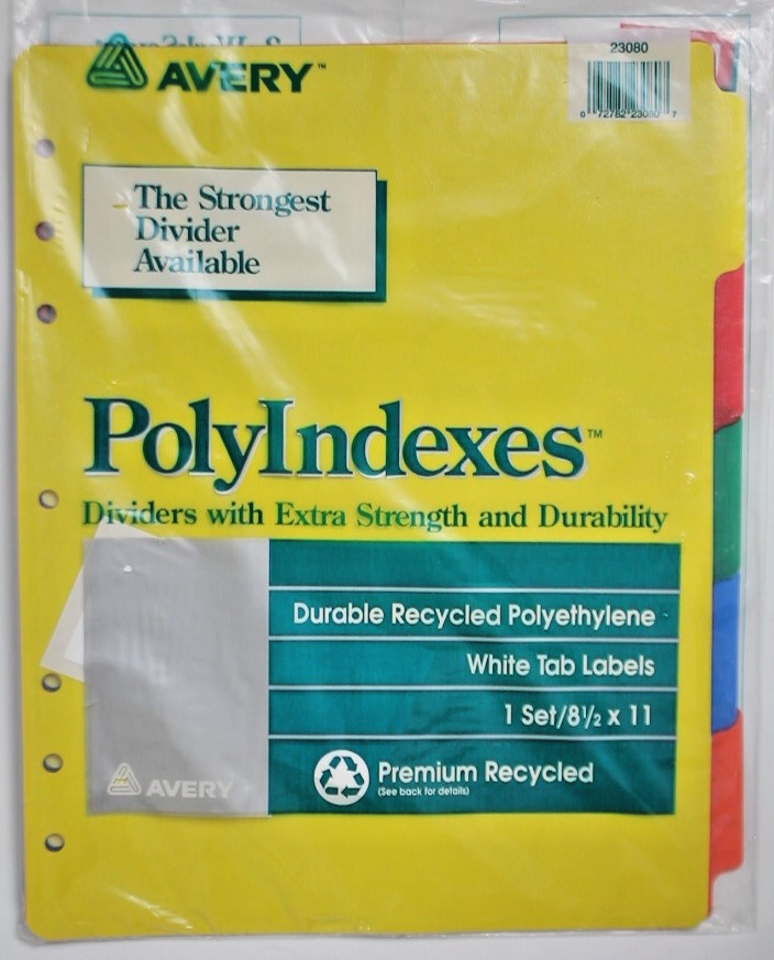 Avery PolyIndexes Dividers Extra Strength 5 Tabs 23080 #98p