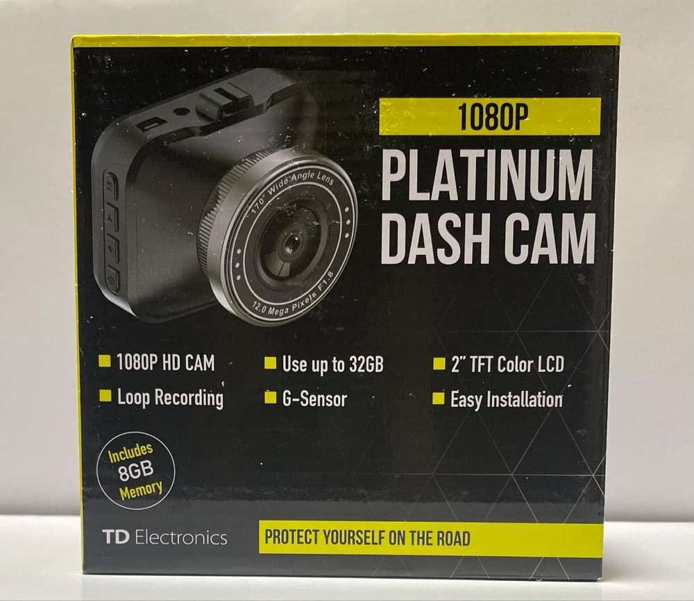 TD Electronics 1080P Platinum Dash Cam (Includes 8GB Memory)