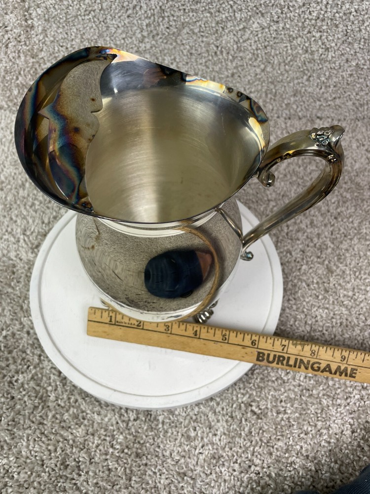 Leonard Silver Plated Water Pitcher Claw Footed with Lip Ice Guard Serveware