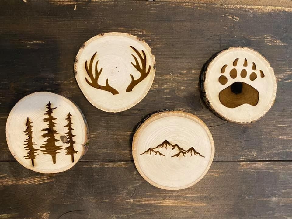 wooden coaster set 4