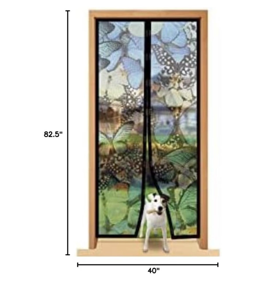 Butterfly Pattern - Quick Install Mesh Magnetic Screen 40” x 85.5” - Helps Ke...