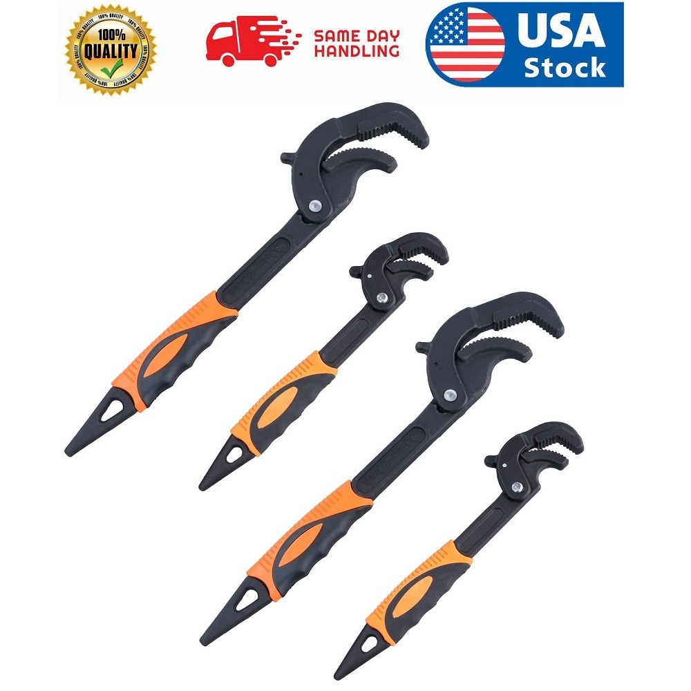 4Pcs Adjustable Pipe Wrench Quick Multi-functional Self-Adjusting Wrench Spanner