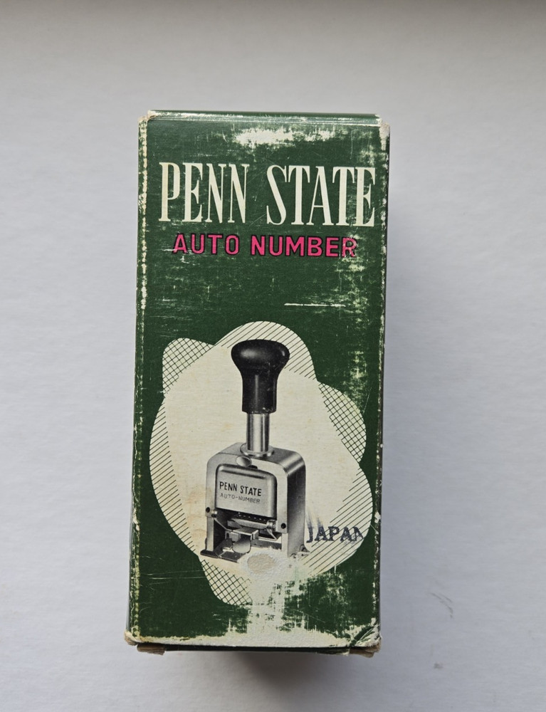 Penn State Automatic Numbering Machine With Original Box Paperwork Japan