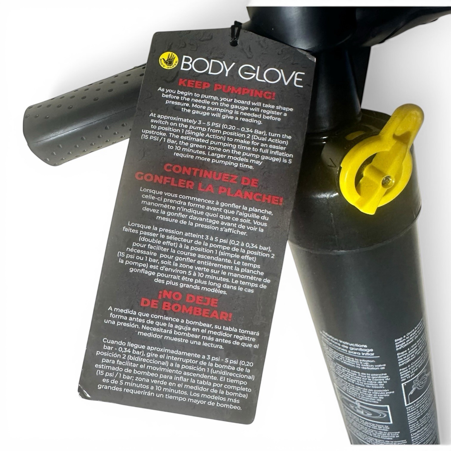 BODY GLOVE Dual Action Manual Hand Pump For Inflatable SUP Paddle Boards Kayaks