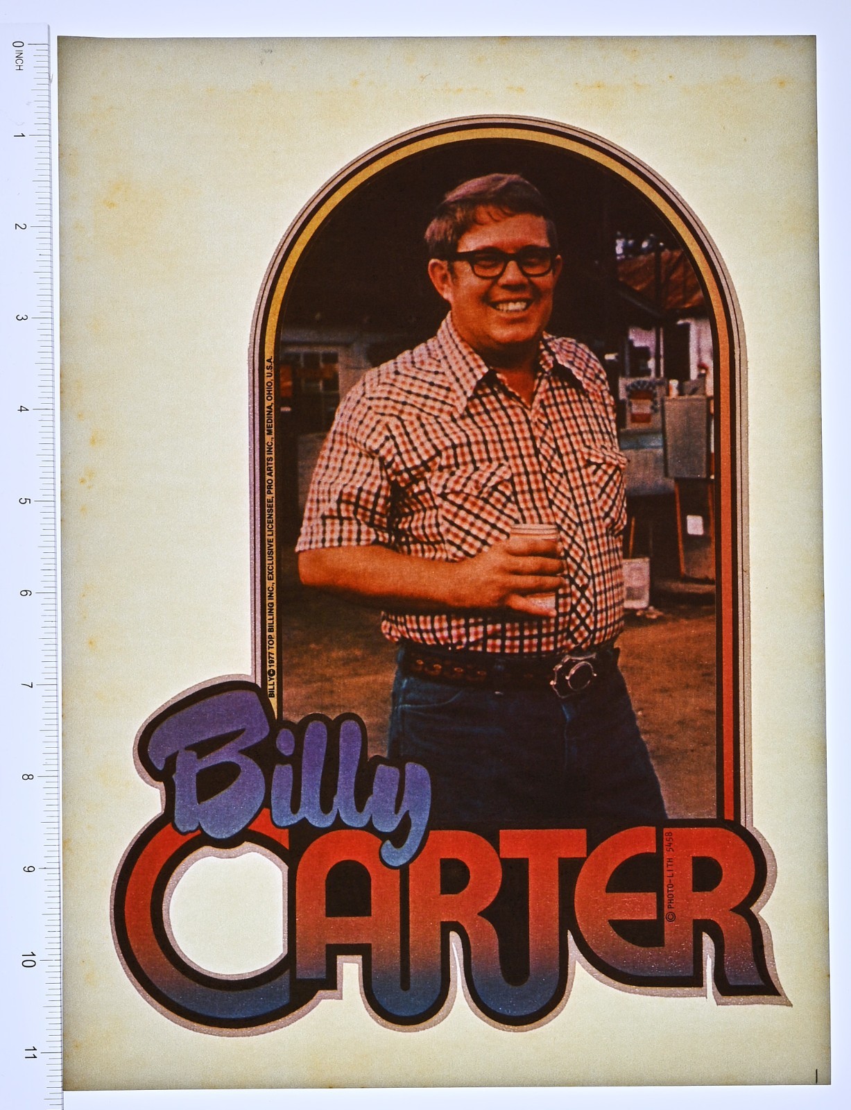Original VINTAGE 1970s Heat Transfer | Billy Carter Portrait - Top Billing '77