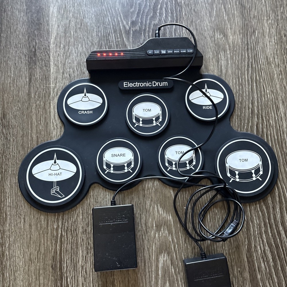 Drum Set Practice Pad Electronic Drum Pad With Pedals - Tested Works