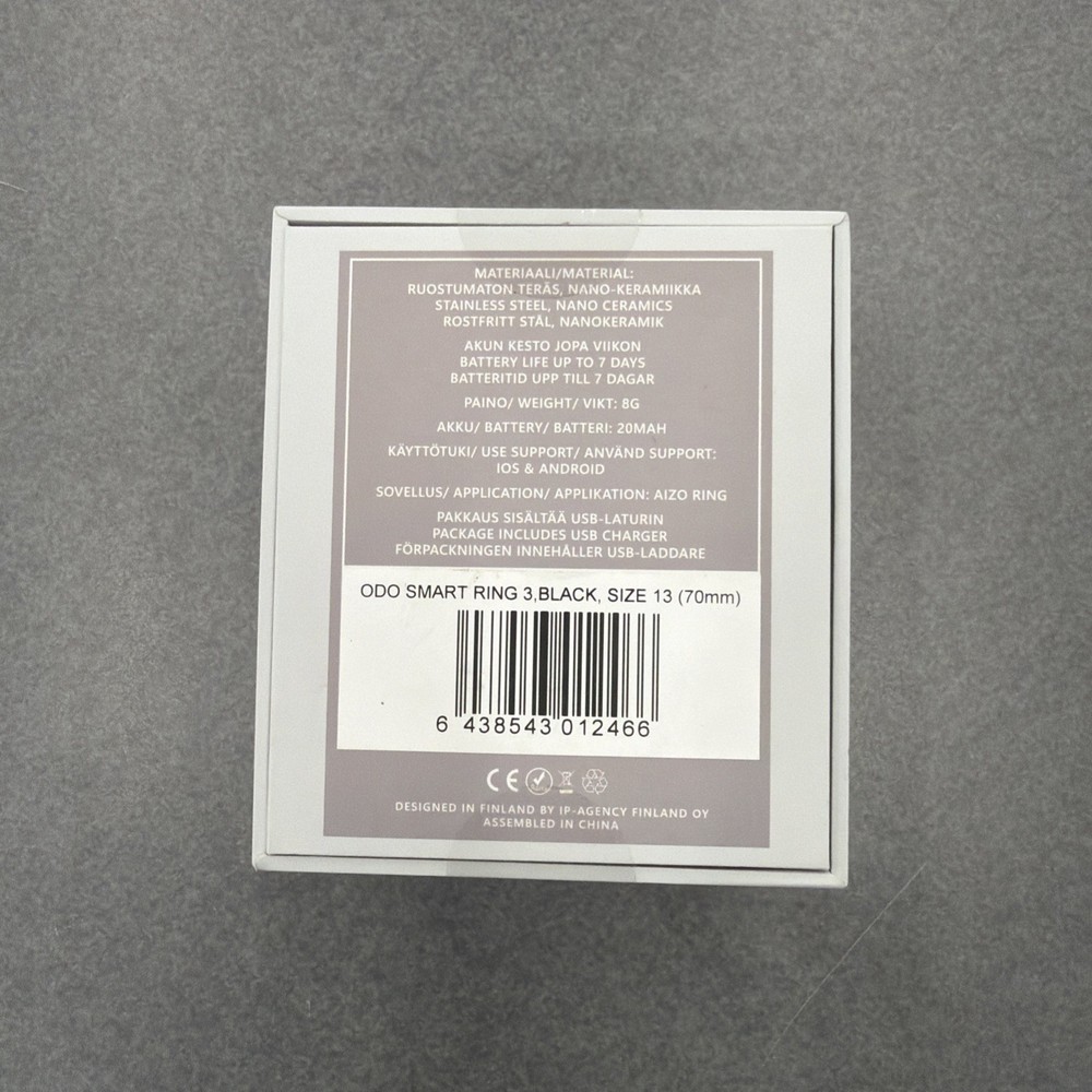 ODO smart ring, black, size 13