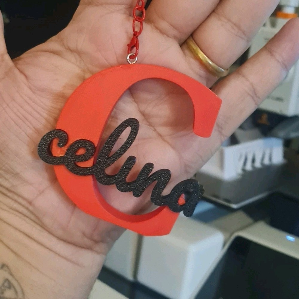 Personalized Plastic Letter Name Keychains Red and Black Modern Custom