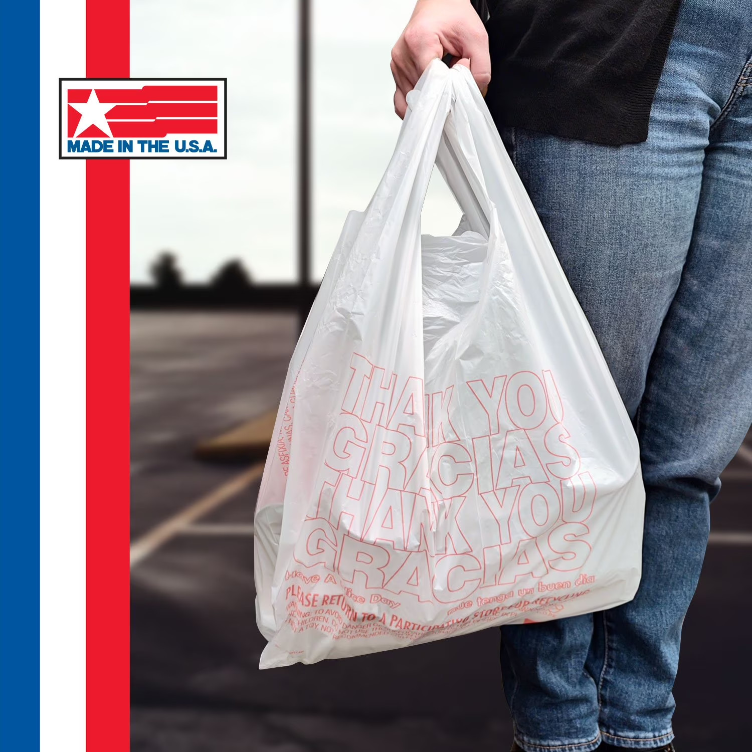 1000 Bags T-Shirt Thank You Plastic Grocery Store Shopping Carry Out Bags