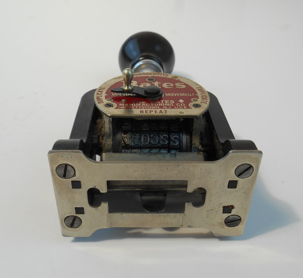 Vintage Bates Numbering Machine 6 Wheel Style E