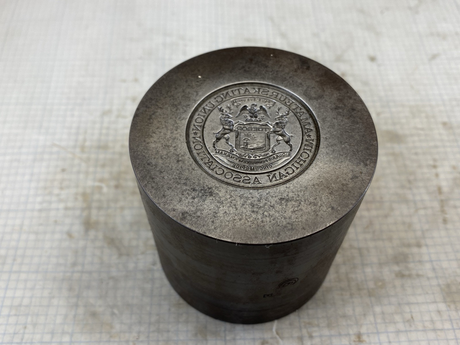 Antique Mold Die Hub Stamp Jewelry Michigan Skating Union ASSN Medal Badge #414