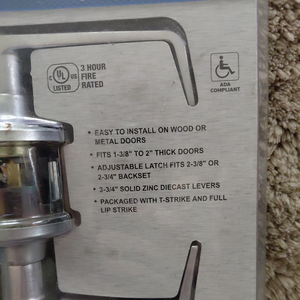 Universal Hardware Locking Door Handle Set Commercial Privacy Grade 2 ADA Silver