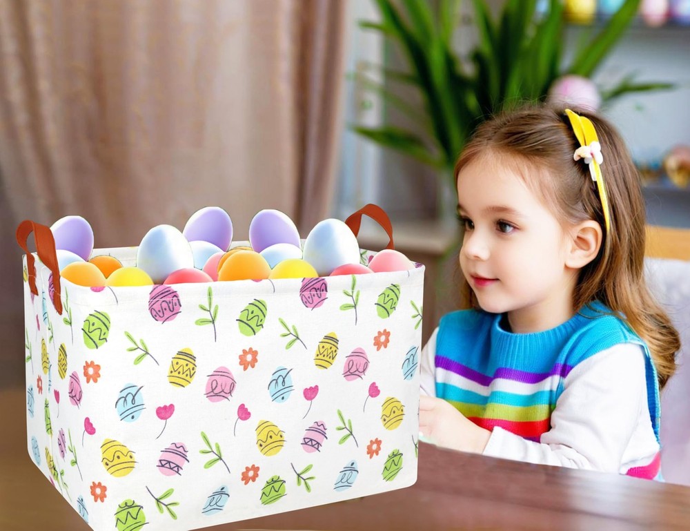BOOHIT Rectangle Empty Easter Baskets Boy Large Toy Storage Bin Girls collaps...
