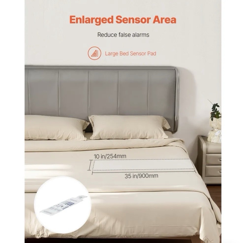 Early Alert Bed Alarm System Wireless Bed Sensor Pad with Call Button & Pager