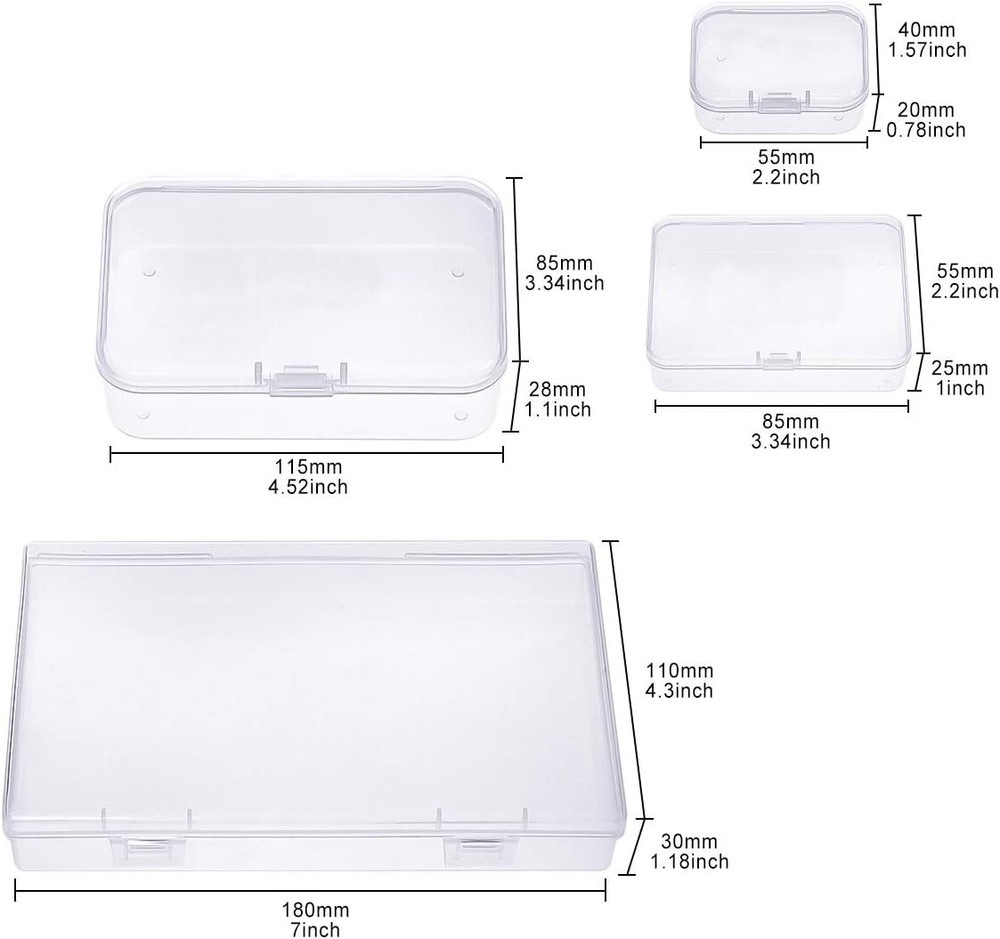 Assorted Sizes Mini Clear Storage Containers - 24 Lockable and Water Resistant