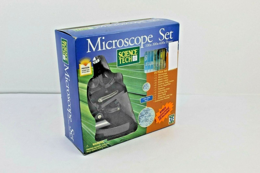 Science Tech Microscope Set 100x-300x-600x Power 29 Piece Set New