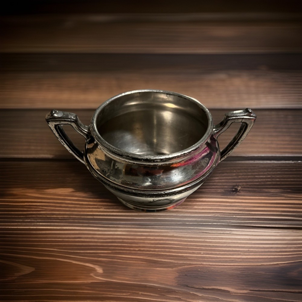 Vintage Silver Plated Sugar Bowl – No Lid – 9 oz – Classic Tableware