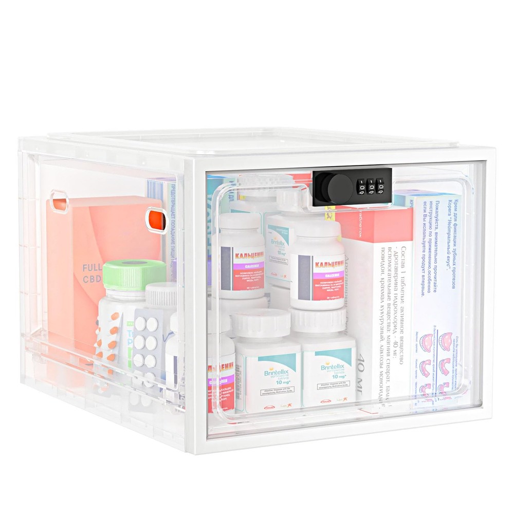 Large Medication Lock Box, Lockable Medicine Storage Box for Medicine Safe/Ph...