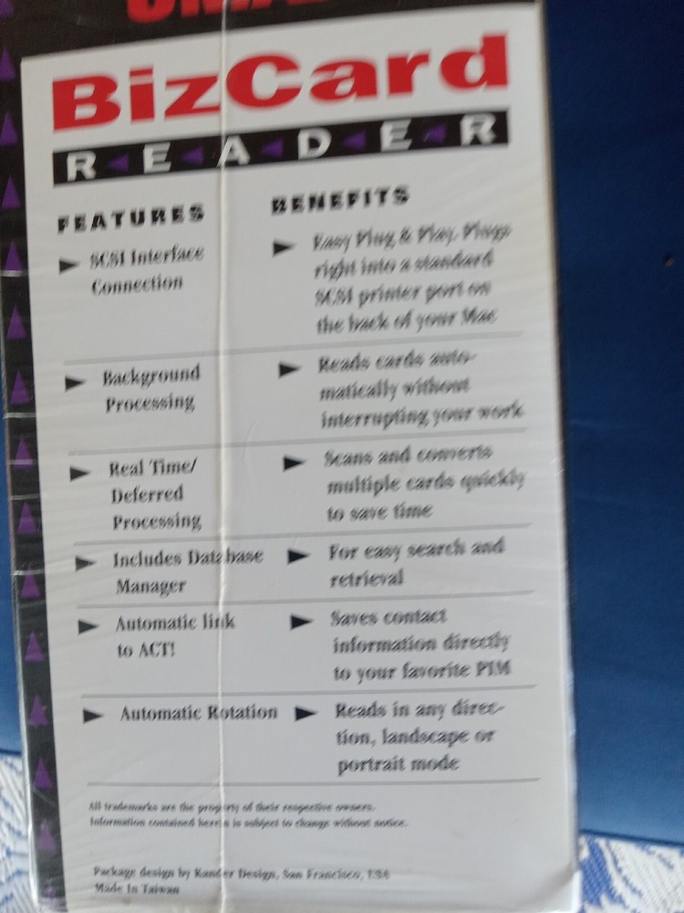 BizCard Reader UMax New Mac Version Software Manual Users Guide