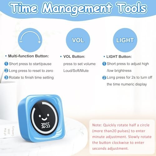 Cute Digital Visual Timer for Kids - 99 Minute Countdown & Count Up Timer, 2-Pac