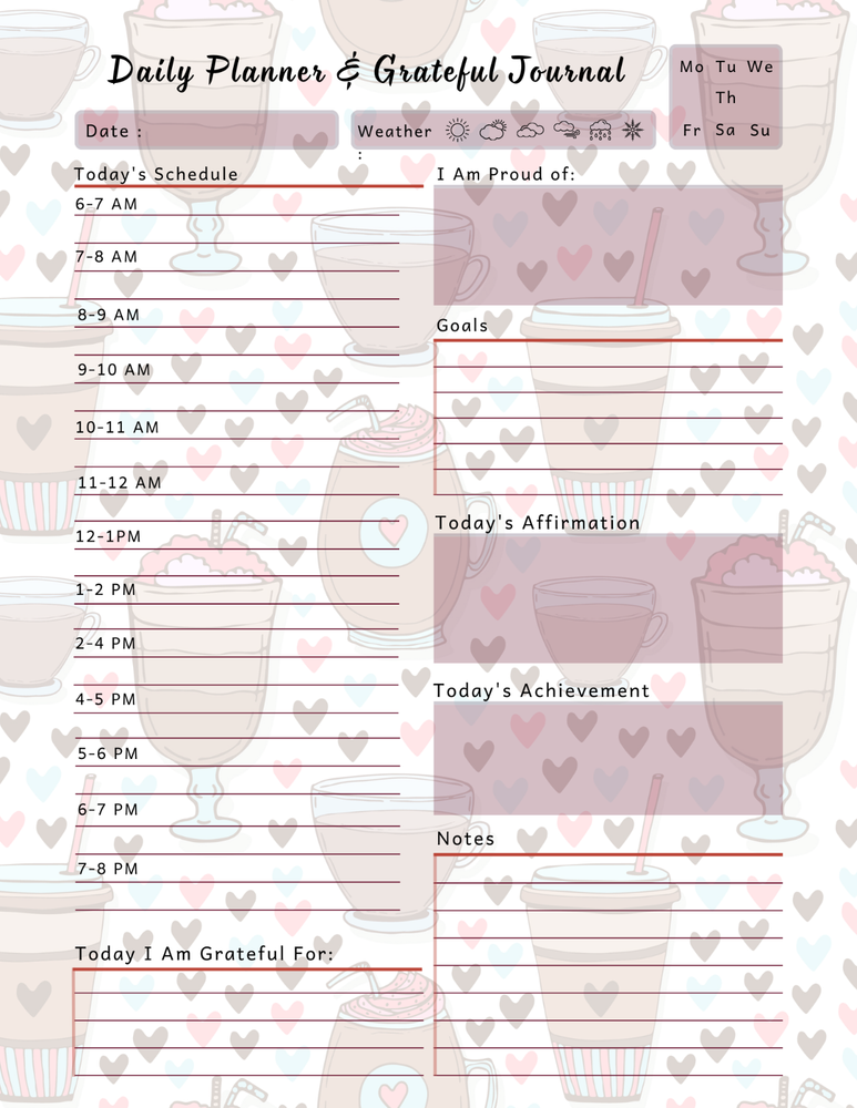 Coffee Lovers Daily Planner & Grateful Themed Journal