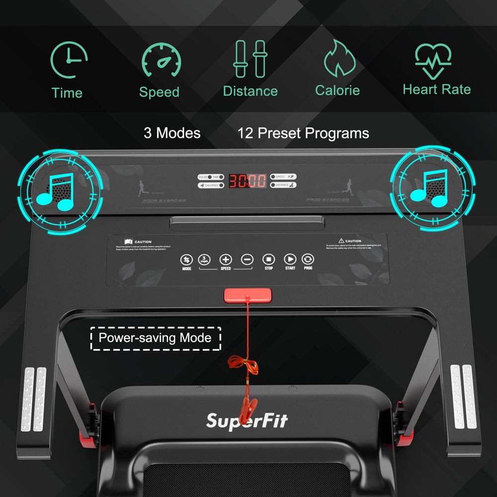 Folding Electric Treadmill Compact Walking Running Machine w/APP Control Speaker