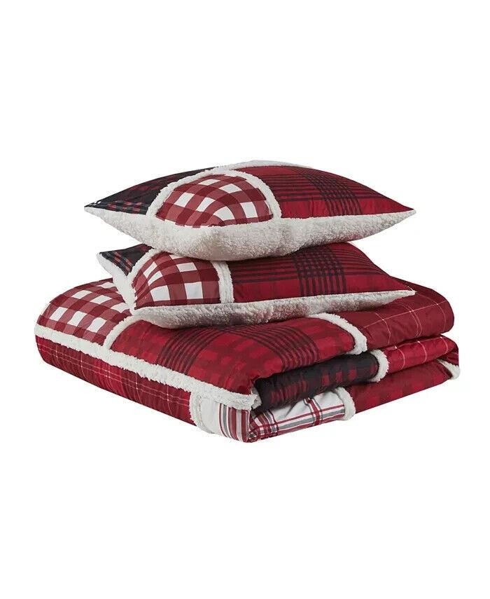 PREMIER COMFORT Patchwork Sherpa 3pc Com 3pc Comforter Set -King