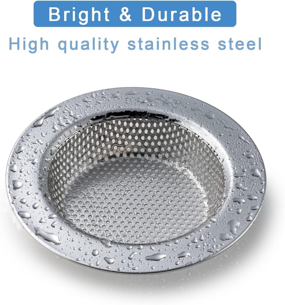 2 Pcs Rustproof Stainless Steel Kitchen Sink Strainer - Double Layer Design