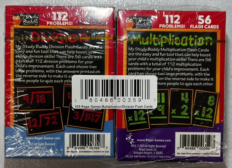Regal Games My Study Buddy Multiplication & Division Flash Cards – 112 Problems