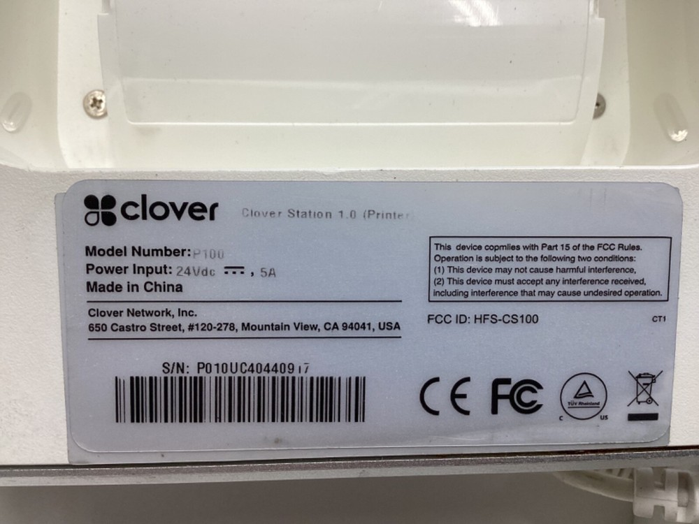 CLOVER STATION 1.0 C101 POS SYSTEM With P100 Printer READ