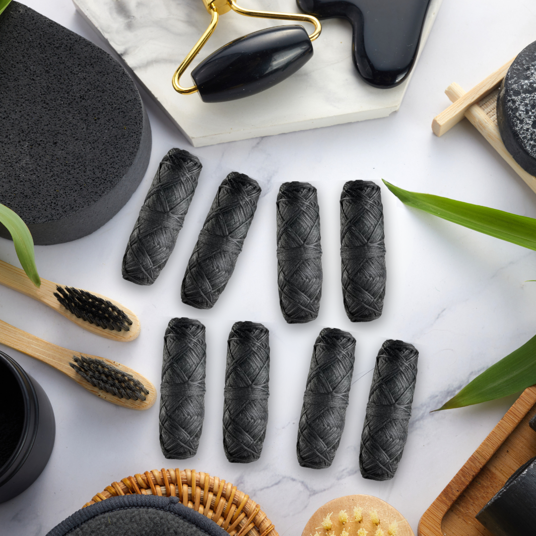 BOONBOO Dental Floss Refill, Bamboo Charcoal Woven Thread, 8 Heads , Mint