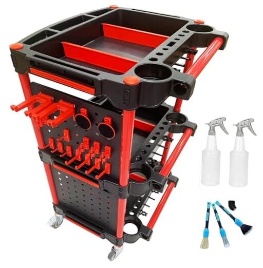 Auto Detailing Tool Cart with 2 Tool Hanging Board,3 with 2 Tool Hanging Boards