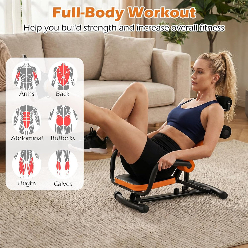Ab Machine, Core Abdominal Trainer W/ 3-Position Adjustable Backrest, Foam Suppo