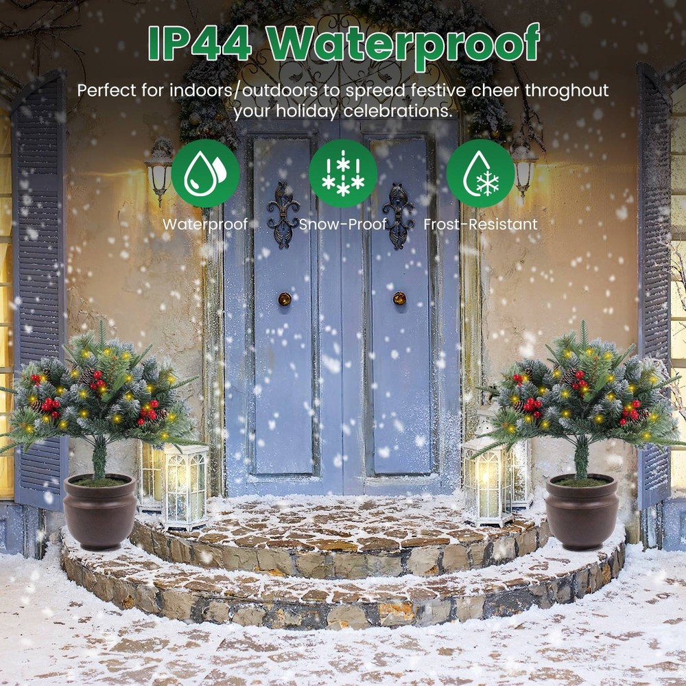 2Pcs Christmas Tree+Light Artificial Lighted Xmas Trees Light Yard Tree+50 Beads