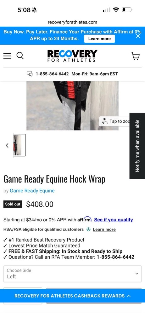 Game Ready - Equine Right Hock Wrap