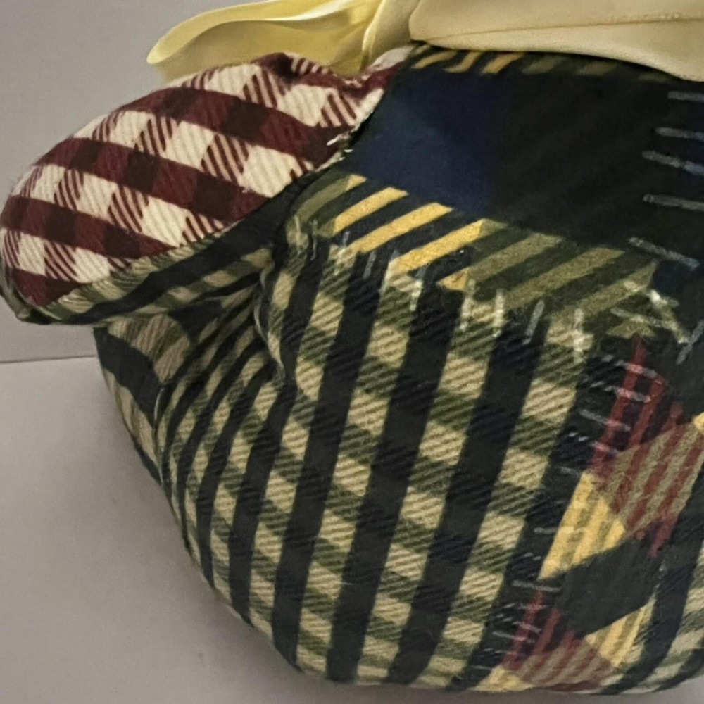 Beautiful Patchwork Plaid Checkered Handmade Memory Teddy Bear blue yellow green