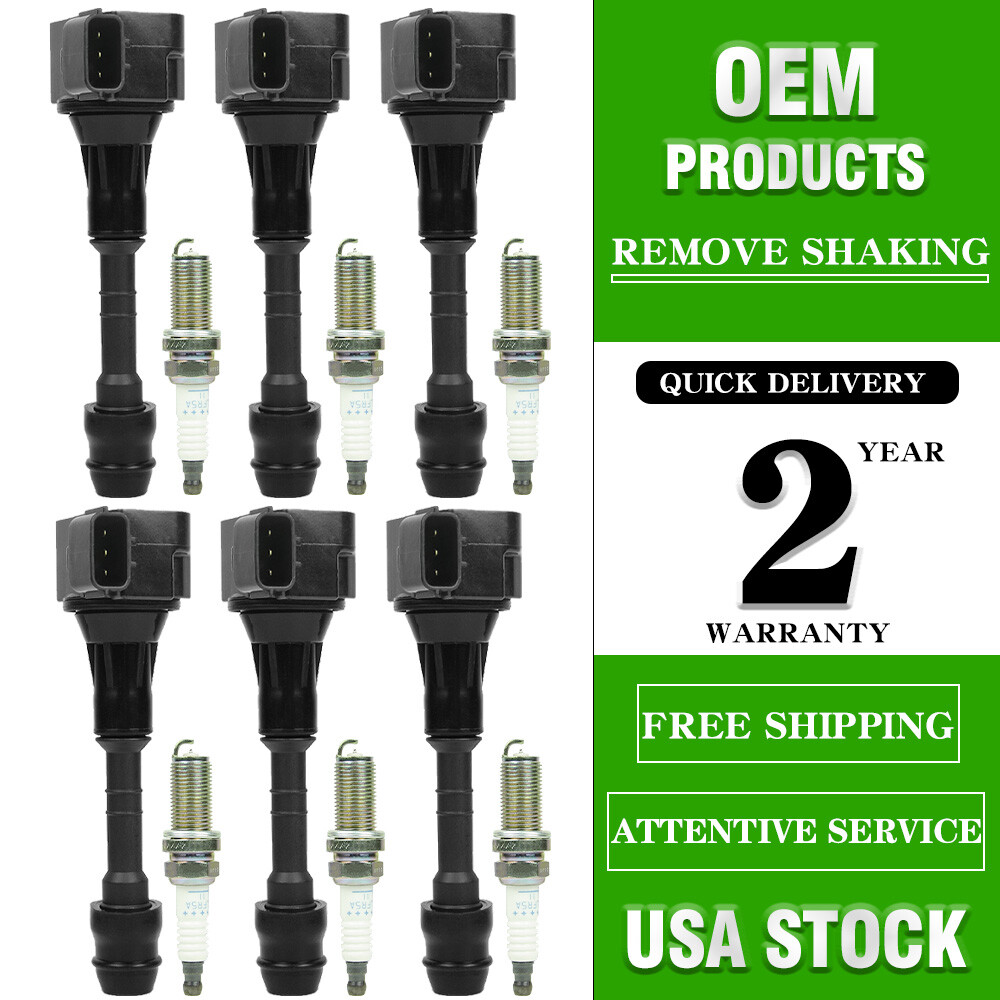 6 Pack Ignition Coil & Iridium Spark Plug For Infiniti M35 G35 I35 FX35 V6 UF349
