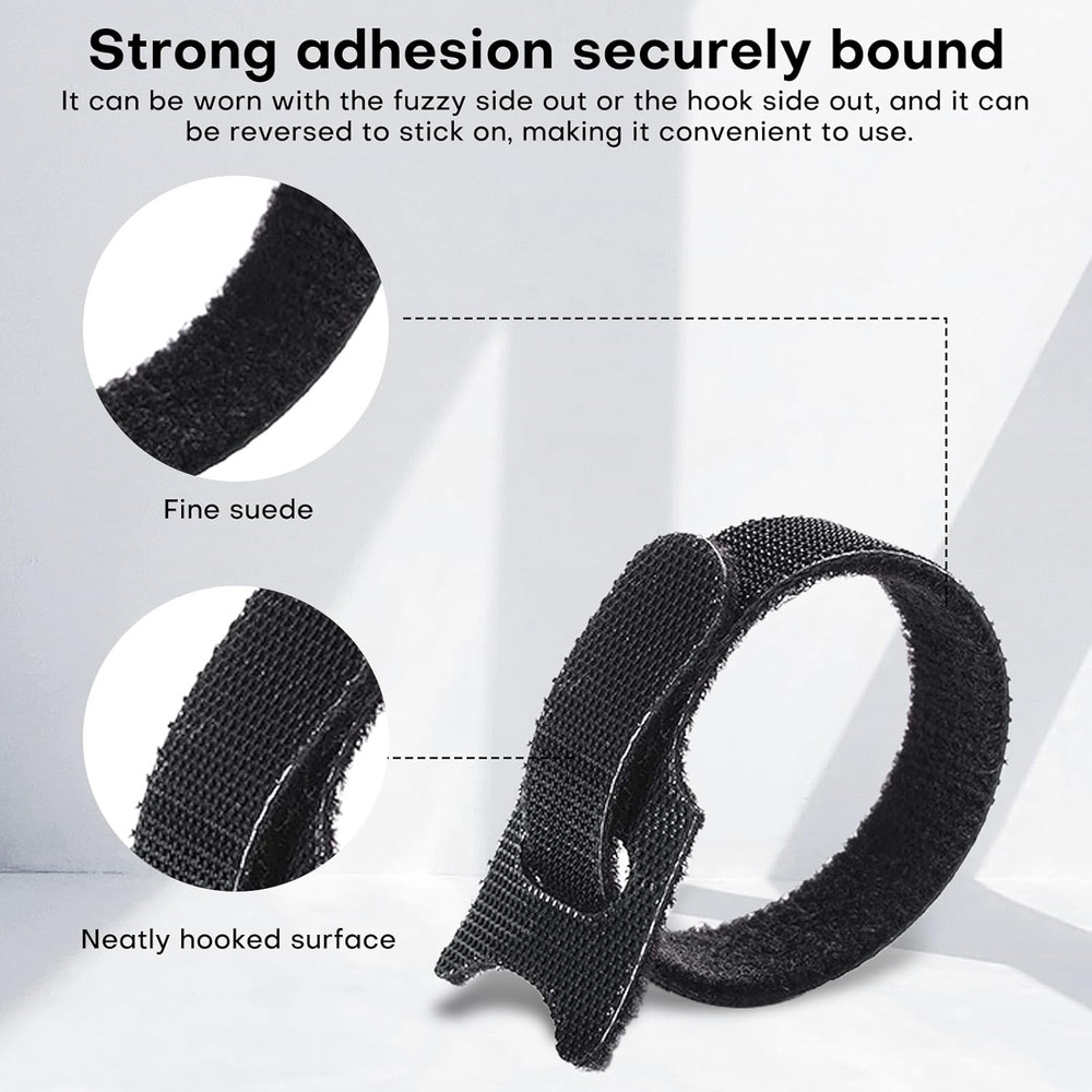 62PCS 8In Adjustable Reusable Cable Straps – Multi-Purpose Microfiber Cord Organ